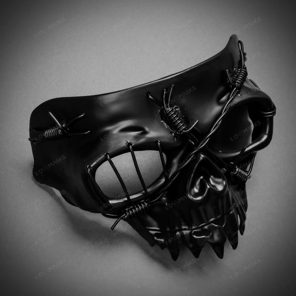 Grim Reaper The Death Masquerade Half Face Mask - Black - Picture 3 of 5